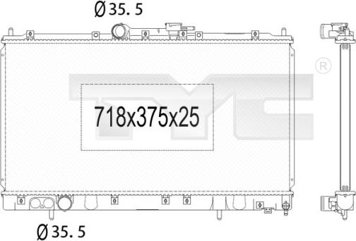 TYC 723-1011 - Радиатор, охлаждане на двигателя vvparts.bg