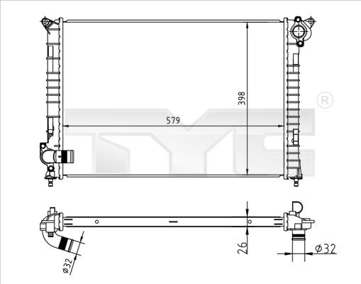 TYC 722-0001 - Радиатор, охлаждане на двигателя vvparts.bg