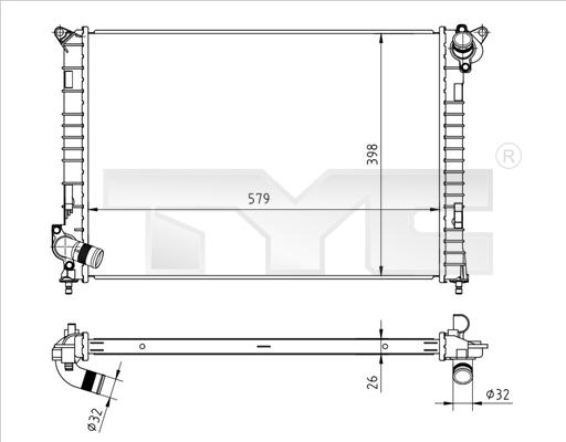 TYC 722-0002 - Радиатор, охлаждане на двигателя vvparts.bg