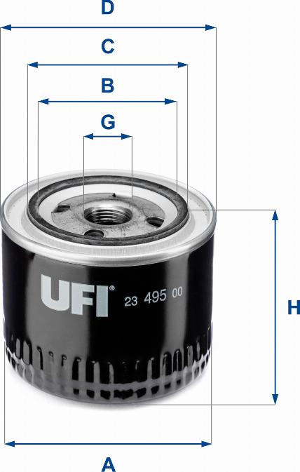 UFI 23.495.00 - Маслен филтър vvparts.bg