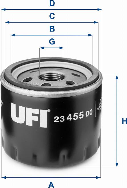 UFI 23.455.00 - Маслен филтър vvparts.bg