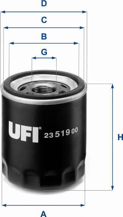 UFI 23.519.00 - Маслен филтър vvparts.bg