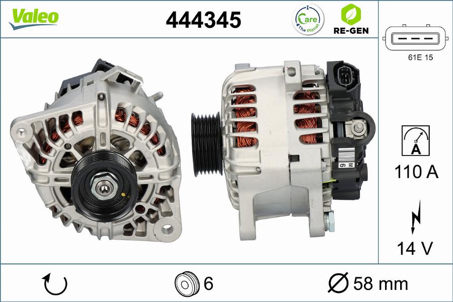 Valeo 444345 - Генератор vvparts.bg