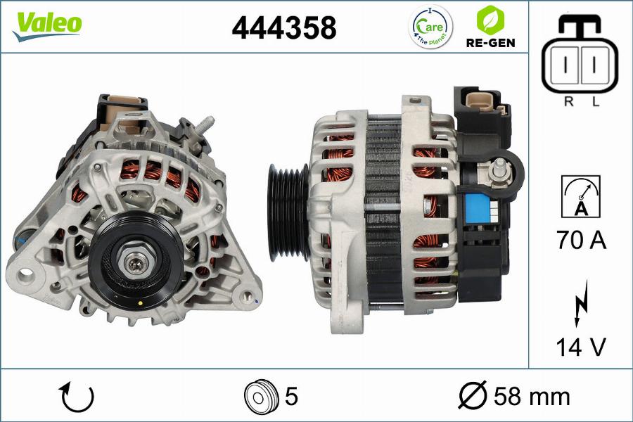 Valeo 444358 - Генератор vvparts.bg