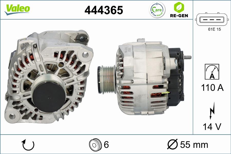 Valeo 444365 - Генератор vvparts.bg