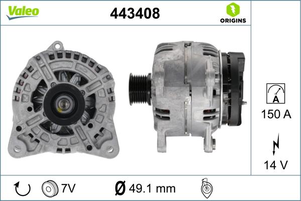 Valeo 443408 - Генератор vvparts.bg