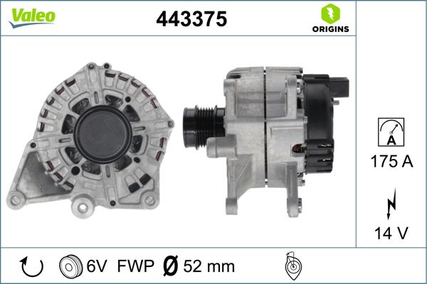 Valeo 443375 - Генератор vvparts.bg