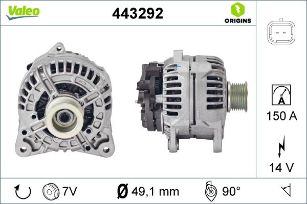 Valeo 443292 - Генератор vvparts.bg