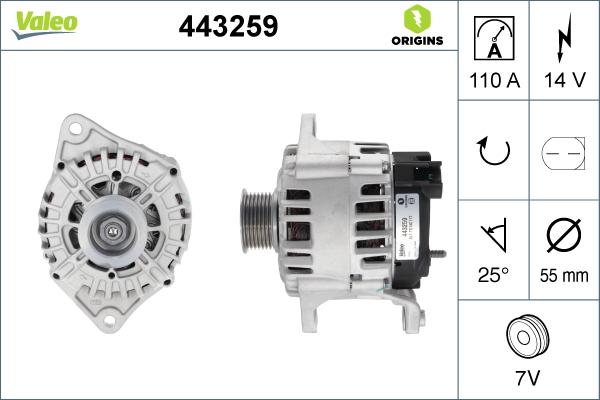 Valeo 443259 - Генератор vvparts.bg