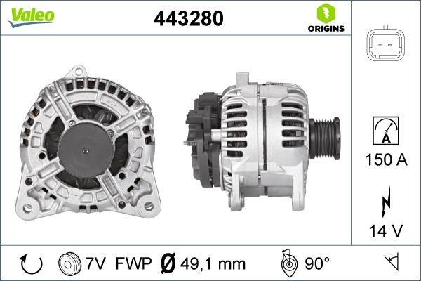 Valeo 443280 - Генератор vvparts.bg