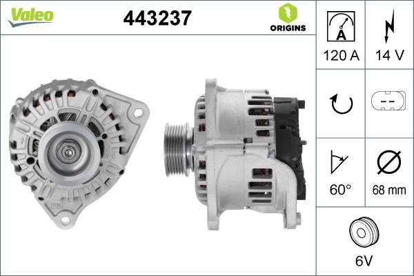 Valeo 443237 - Генератор vvparts.bg