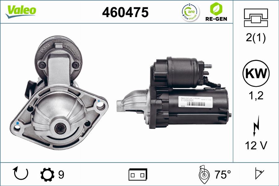 Valeo 460475 - Стартер vvparts.bg