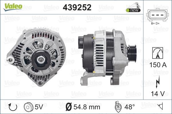 Valeo 439252 - Генератор vvparts.bg