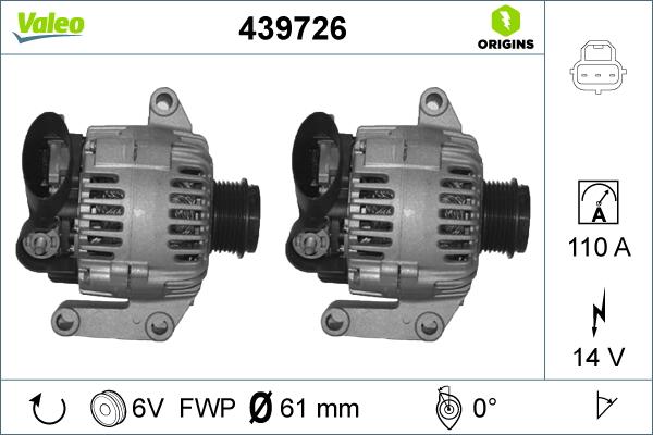 Valeo 439726 - Генератор vvparts.bg