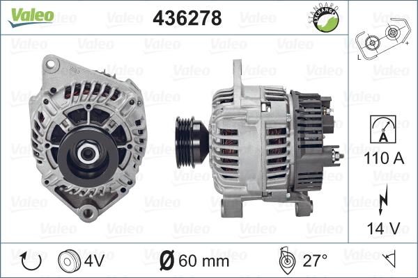 Valeo 436278 - Генератор vvparts.bg