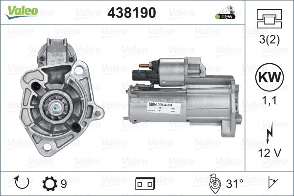 Valeo 438190 - Стартер vvparts.bg