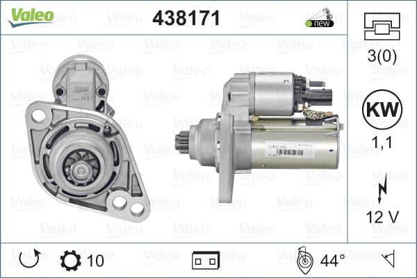 Valeo 438171 - Стартер vvparts.bg