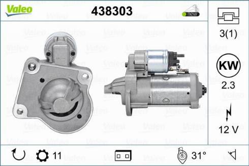 Valeo 438303 - Стартер vvparts.bg