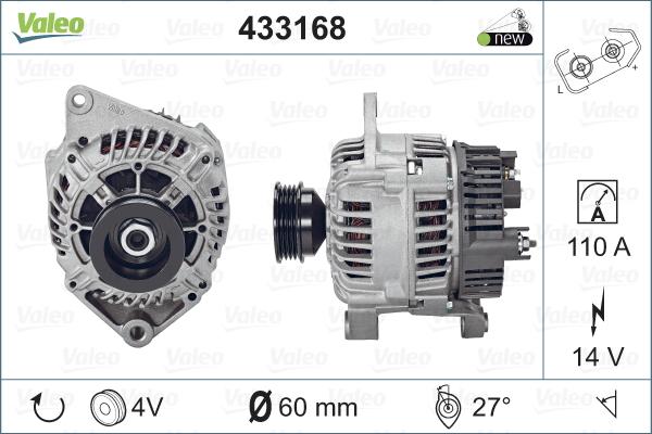 Valeo 433168 - Генератор vvparts.bg