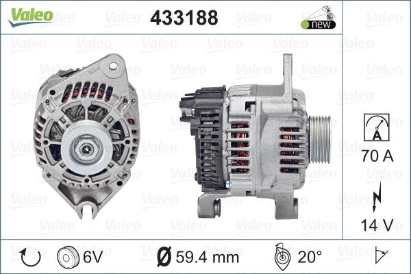 Valeo 433188 - Генератор vvparts.bg