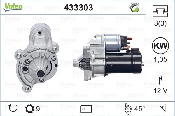 Valeo 433303 - Стартер vvparts.bg