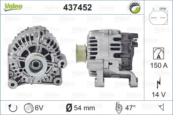 Valeo 437452 - Генератор vvparts.bg