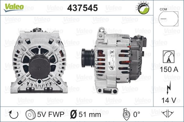 Valeo 437545 - Генератор vvparts.bg