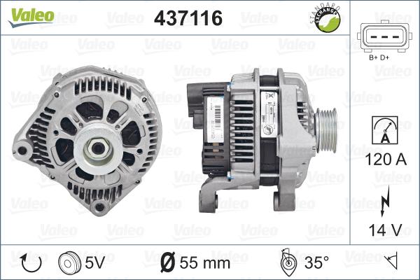 Valeo 437116 - Генератор vvparts.bg