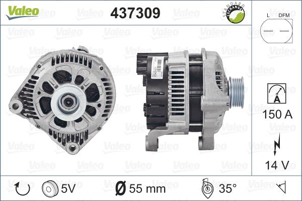 Valeo 437309 - Генератор vvparts.bg