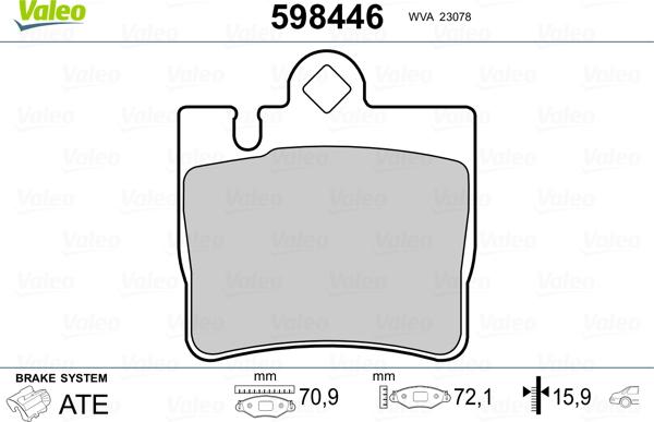 Valeo 598446 - Комплект спирачно феродо, дискови спирачки vvparts.bg