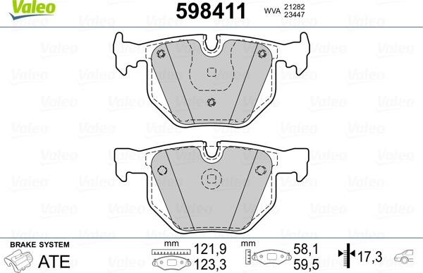 Valeo 598411 - Комплект спирачно феродо, дискови спирачки vvparts.bg