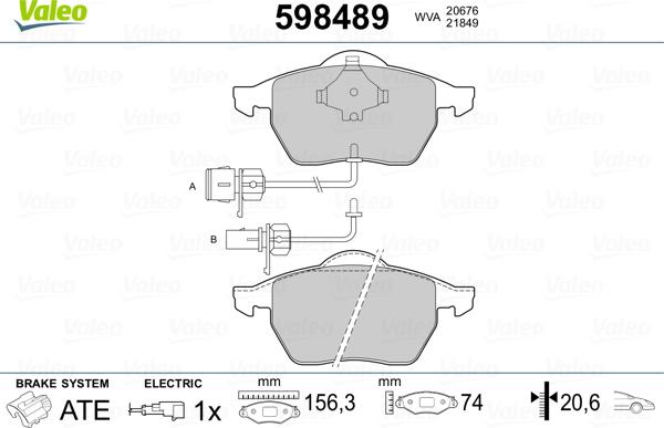 Valeo 598489 - Комплект спирачно феродо, дискови спирачки vvparts.bg