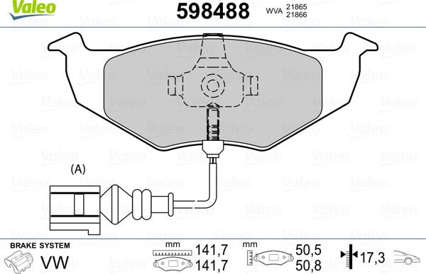 Valeo 598488 - Комплект спирачно феродо, дискови спирачки vvparts.bg