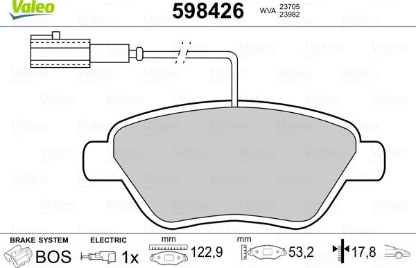 Valeo 598426 - Комплект спирачно феродо, дискови спирачки vvparts.bg