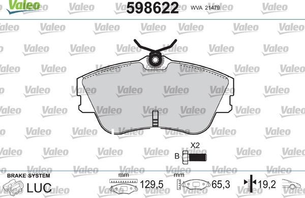 Valeo 598622 - Комплект спирачно феродо, дискови спирачки vvparts.bg