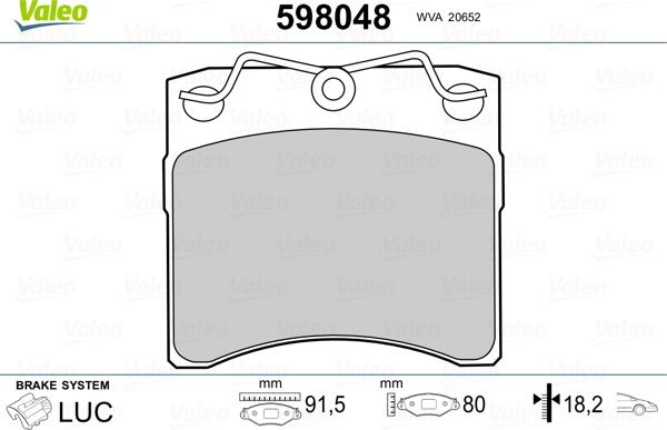 Valeo 598048 - Комплект спирачно феродо, дискови спирачки vvparts.bg