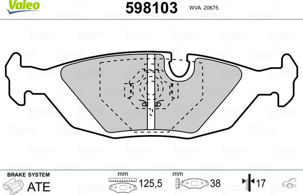 Valeo 598103 - Комплект спирачно феродо, дискови спирачки vvparts.bg