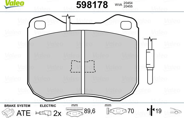 Valeo 598178 - Комплект спирачно феродо, дискови спирачки vvparts.bg