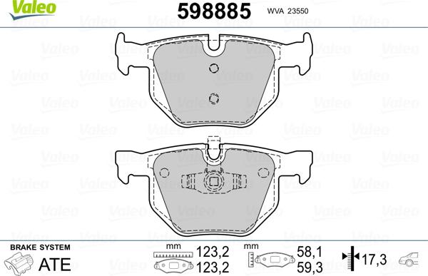 Valeo 598885 - Комплект спирачно феродо, дискови спирачки vvparts.bg