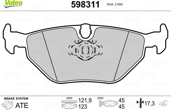 Valeo 598311 - Комплект спирачно феродо, дискови спирачки vvparts.bg