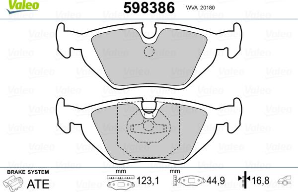 Valeo 598386 - Комплект спирачно феродо, дискови спирачки vvparts.bg