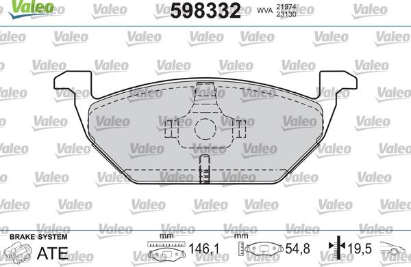 Valeo 598332 - Комплект спирачно феродо, дискови спирачки vvparts.bg