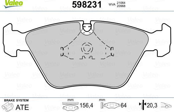 Valeo 598231 - Комплект спирачно феродо, дискови спирачки vvparts.bg