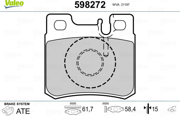 Valeo 598272 - Комплект спирачно феродо, дискови спирачки vvparts.bg