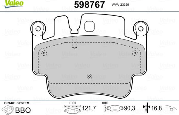 Valeo 598767 - Комплект спирачно феродо, дискови спирачки vvparts.bg