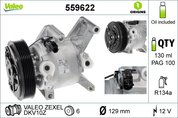 Valeo 559622 - Компресор, климатизация vvparts.bg