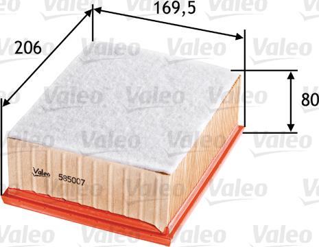 Valeo 585007 - Въздушен филтър vvparts.bg