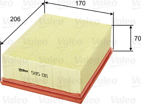 Valeo 585011 - Въздушен филтър vvparts.bg