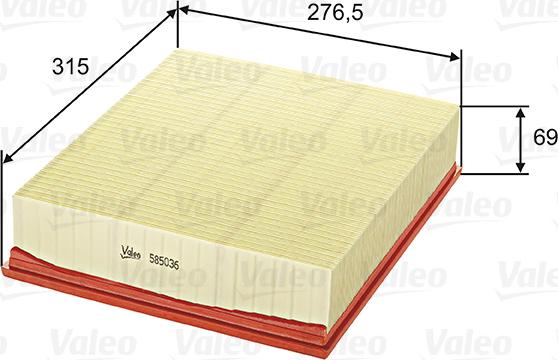 Valeo 585036 - Въздушен филтър vvparts.bg