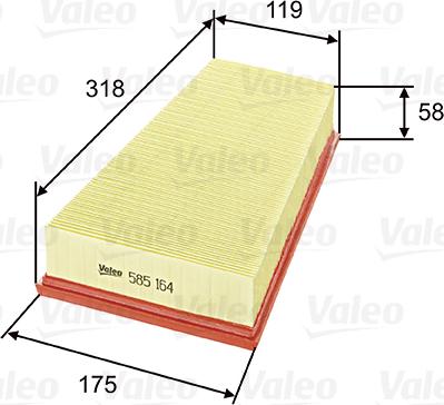 Valeo 585164 - Въздушен филтър vvparts.bg